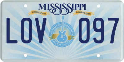MS license plate LOV097