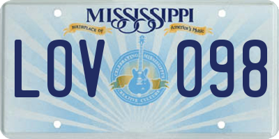 MS license plate LOV098