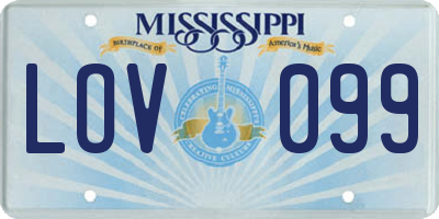 MS license plate LOV099