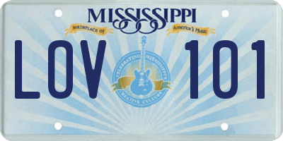 MS license plate LOV101