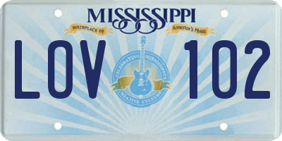 MS license plate LOV102
