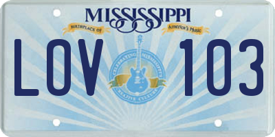 MS license plate LOV103