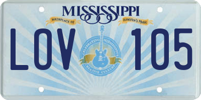 MS license plate LOV105