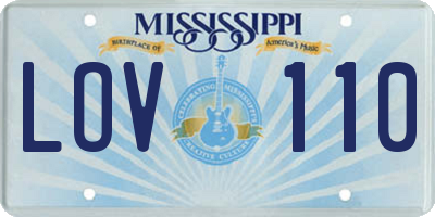 MS license plate LOV110