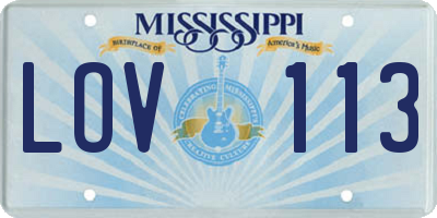 MS license plate LOV113