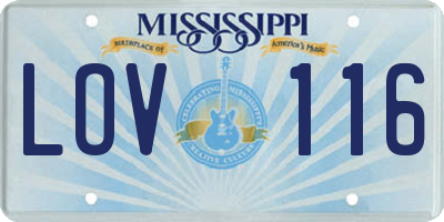 MS license plate LOV116