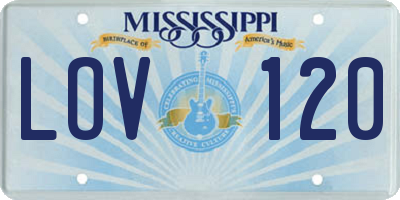 MS license plate LOV120