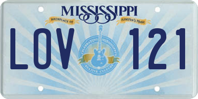 MS license plate LOV121