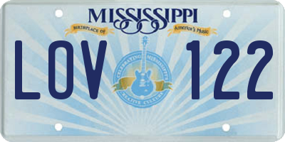 MS license plate LOV122