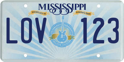 MS license plate LOV123