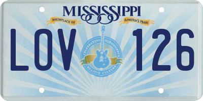 MS license plate LOV126