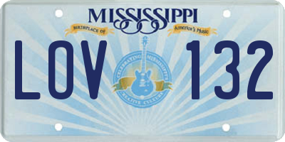 MS license plate LOV132