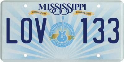 MS license plate LOV133