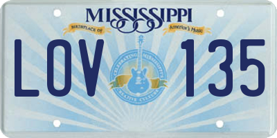 MS license plate LOV135