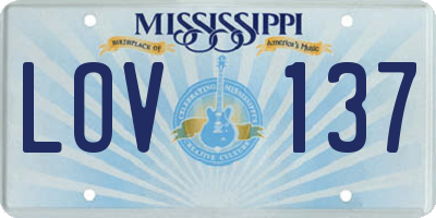 MS license plate LOV137
