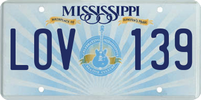 MS license plate LOV139
