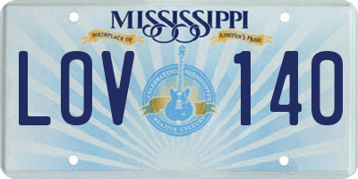 MS license plate LOV140