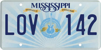 MS license plate LOV142