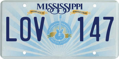 MS license plate LOV147