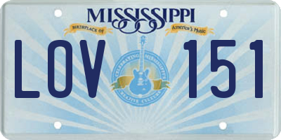 MS license plate LOV151