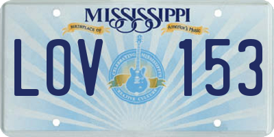 MS license plate LOV153