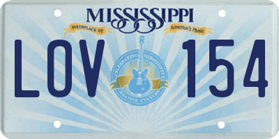 MS license plate LOV154