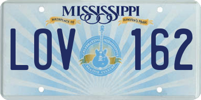 MS license plate LOV162