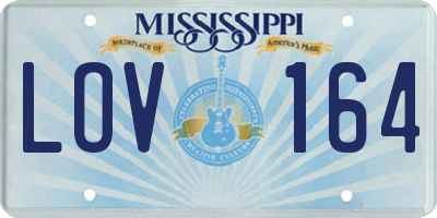 MS license plate LOV164