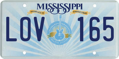 MS license plate LOV165