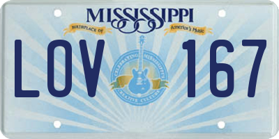 MS license plate LOV167