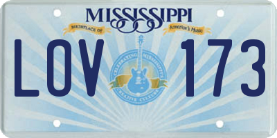 MS license plate LOV173