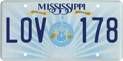 MS license plate LOV178