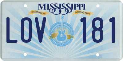 MS license plate LOV181