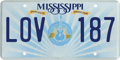 MS license plate LOV187
