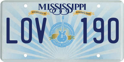 MS license plate LOV190