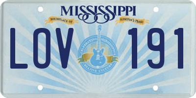 MS license plate LOV191