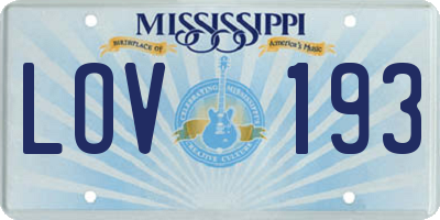 MS license plate LOV193