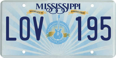 MS license plate LOV195
