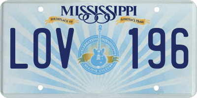 MS license plate LOV196