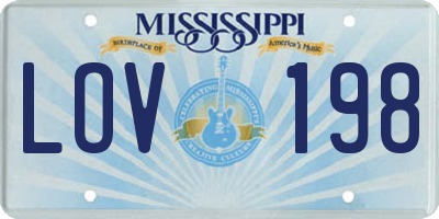 MS license plate LOV198