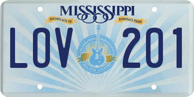MS license plate LOV201