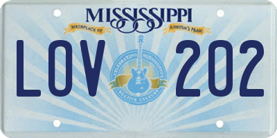 MS license plate LOV202