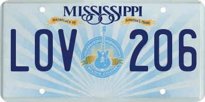 MS license plate LOV206