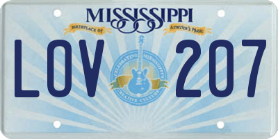 MS license plate LOV207