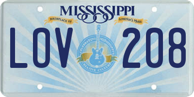 MS license plate LOV208