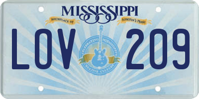 MS license plate LOV209