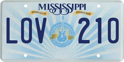 MS license plate LOV210