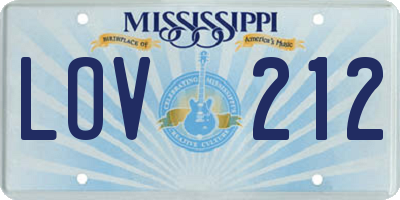 MS license plate LOV212