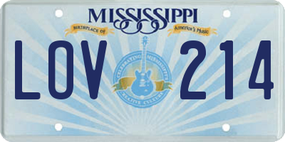 MS license plate LOV214