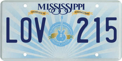 MS license plate LOV215